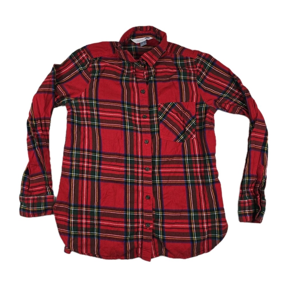 Old Navy The Classic Shirt Womens Medium Red Plaid Button Down Flannel Style